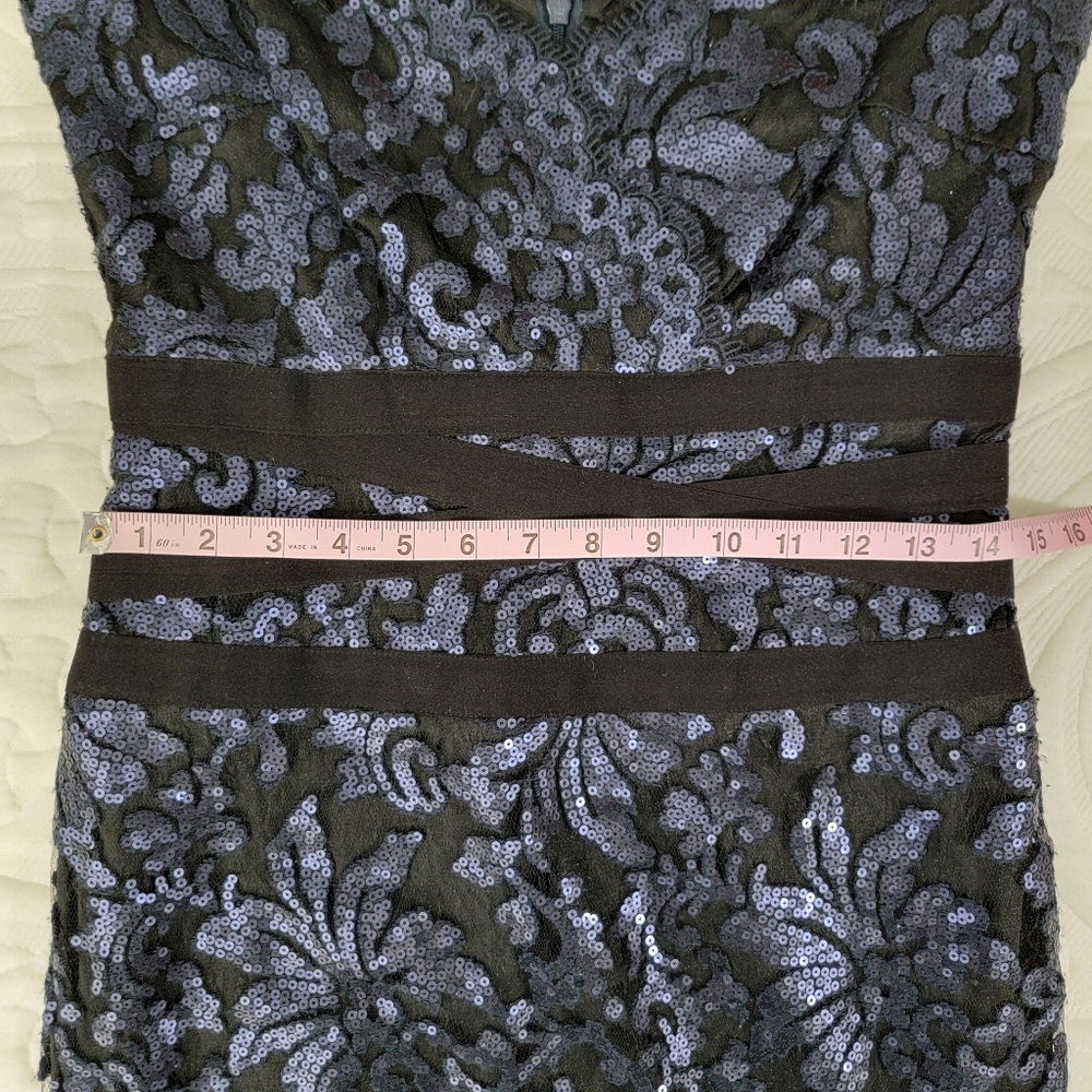 Tadashi Shoji Sleeveless Embroidered Sequin Lace Banded Sheath Cocktail Dress 6 - Picture 14 of 15